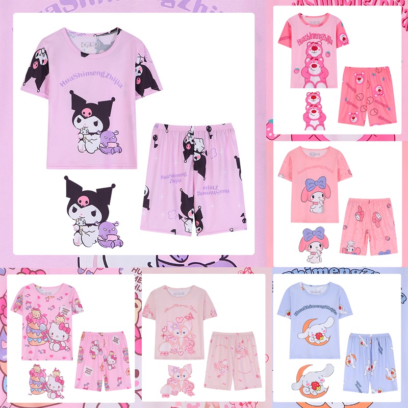 Kuromi Pajama for Kids and Girls Lotso Cinnamoroll Summer Sleepwear ...