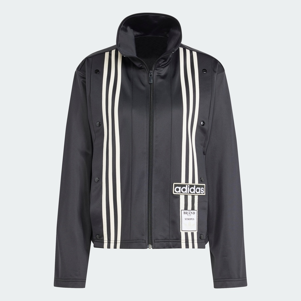 Adidas jacket black with hotsell white stripes