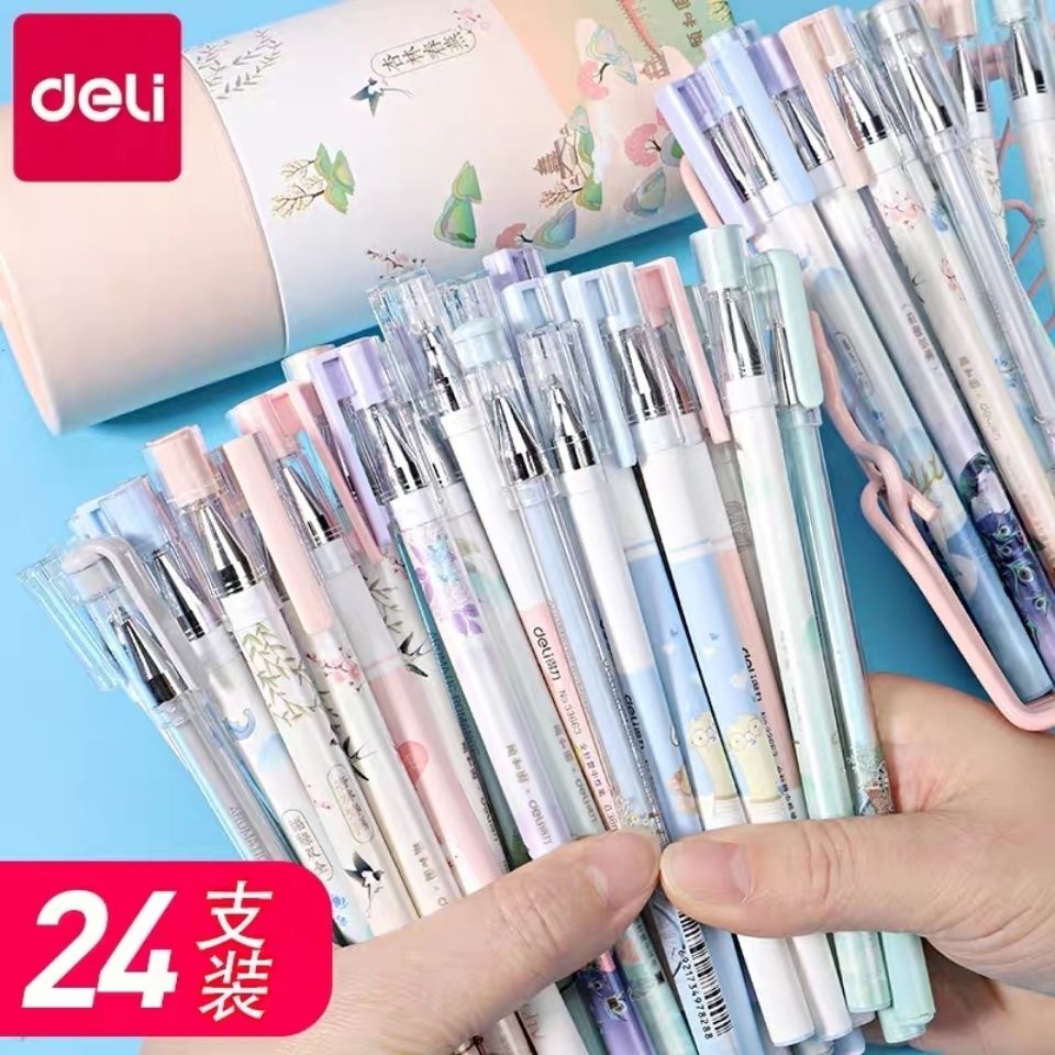 Deli Gel Pen Set 0.38 0.35 0.5 Black Full Needle Tube Girl Heart