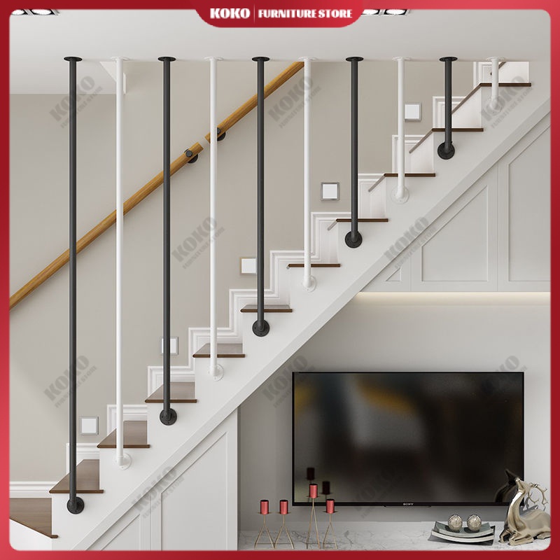 Stair handrail iron fence simple modern retro European villa guardrail ...