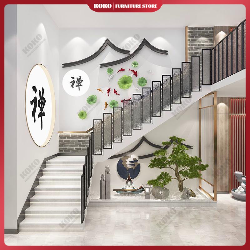 Stair handrail iron tempered glass safety handrail indoor household ...