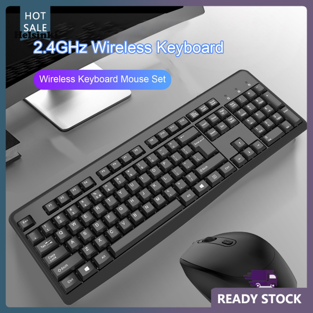 HLS KM63 Wireless Keyboard Mouse Set Ergonomic Mechanical Feel Battery ...