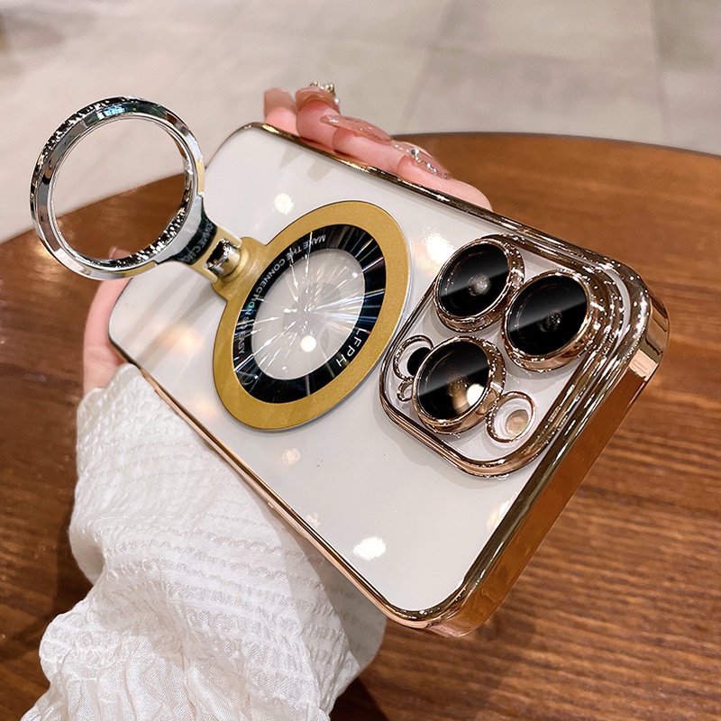 Luxury With Ring Case Holder Wireless Magnetic Charging Cover For