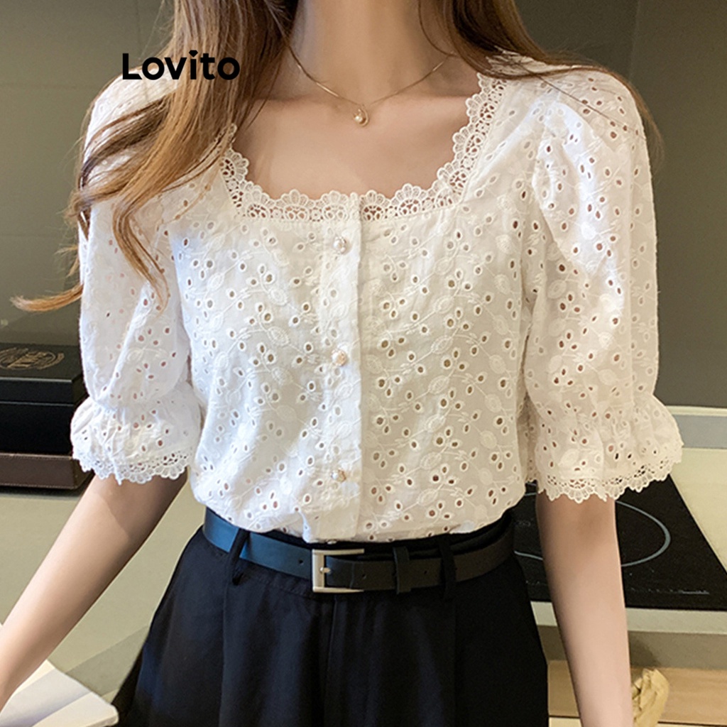 Pearl Blouse - White Eyelet