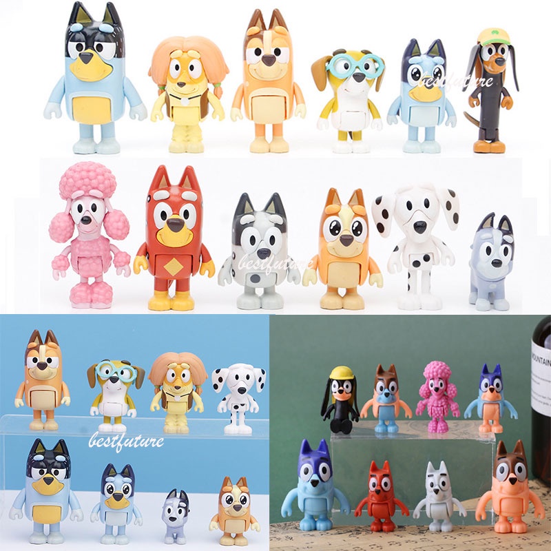 Cartoon Anime Bluey Family Action Figures Toys Pvc Collection