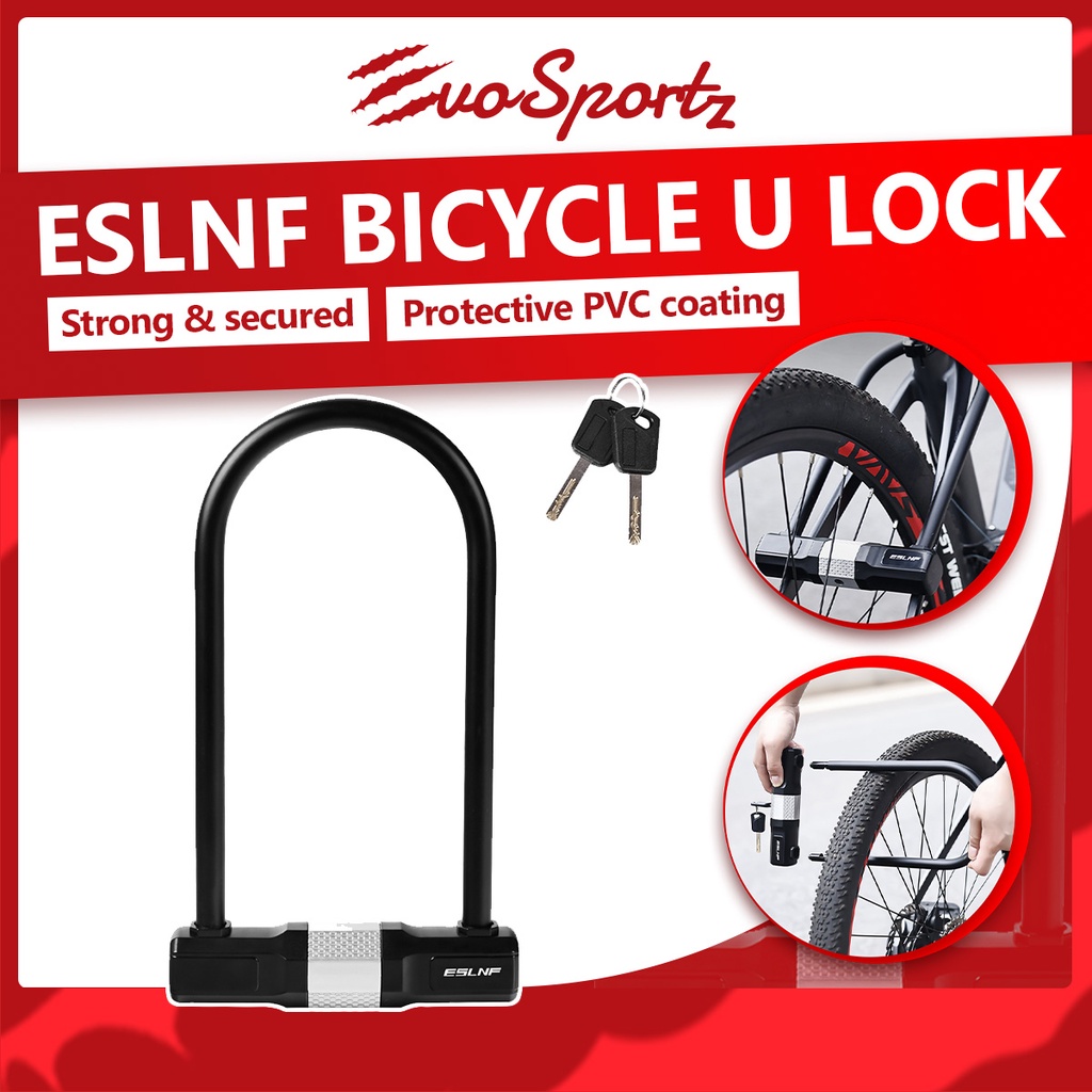 ESLNF Bicycle U Lock Bike Steel Safety UShaped Lock Shopee Singapore