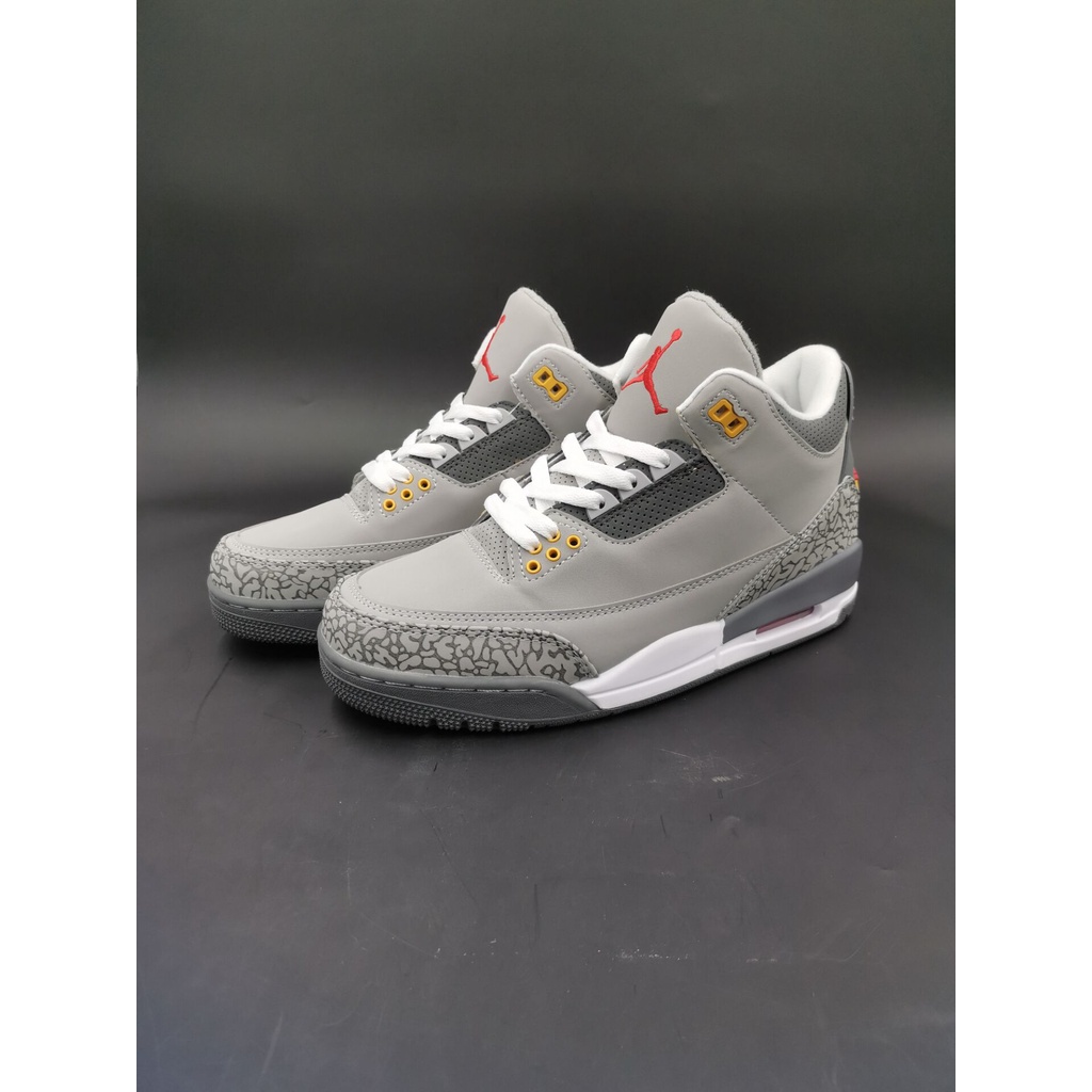 blow Air Jordan 3 Men's Shoes Black And Red Cement Cool Gray