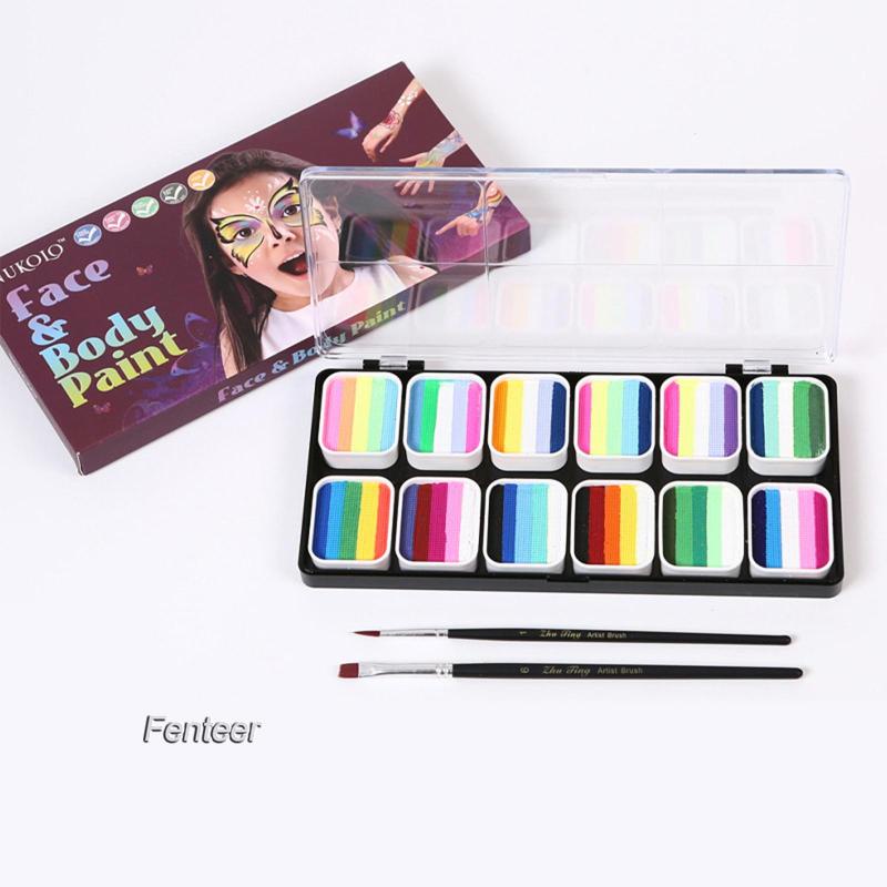 [Fenteer] Face Paint Palette Makeup Set, Bright Color Water Soluble