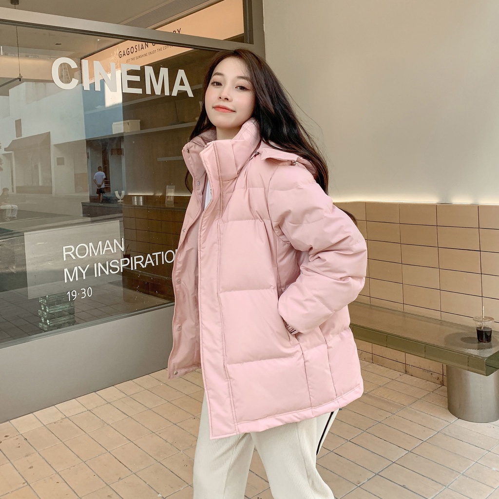 Parker Women's Short Winter Cotton Coat Loose Korean Student Down  Hooded Plus Fleece Velvet Jacket