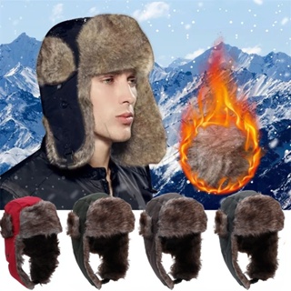 Furry Trapper Hat Men's And Women's Winter Knitted Windproof Hood