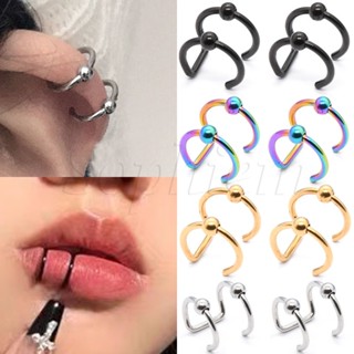 Double ring hot sale lip piercing