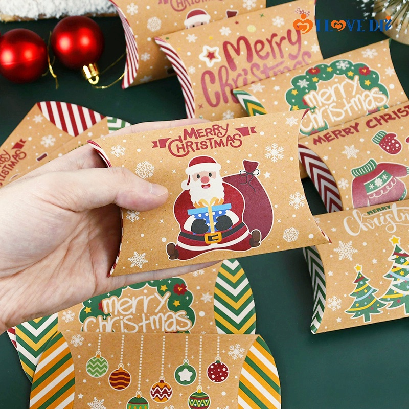 10/12Pcs Christmas Cartoon Santa Claus Elk Wreath Candy Boxes/ DIY ...