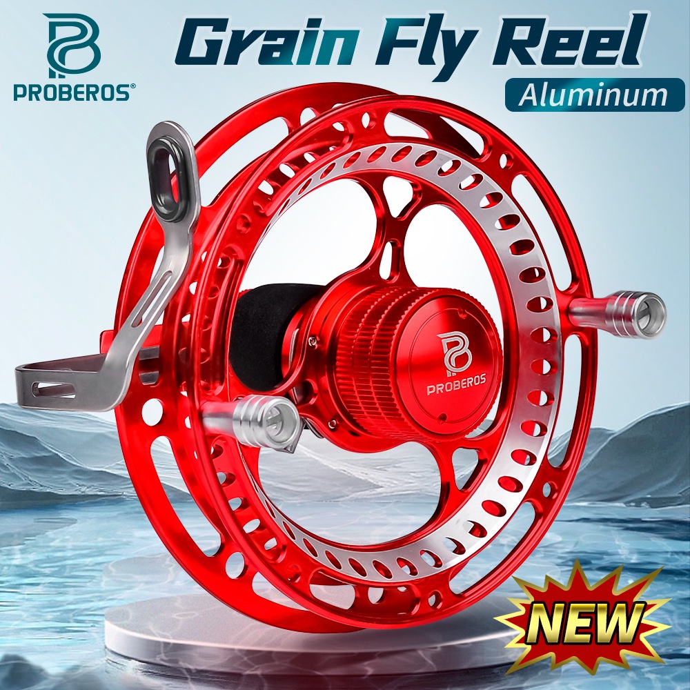 PROBEROS 2+1 Ball Bearings Fly Reel Light Weight Fishing Wheel CNC Machine  Cut Large Arbor Die Casting Aluminum Grain Reel