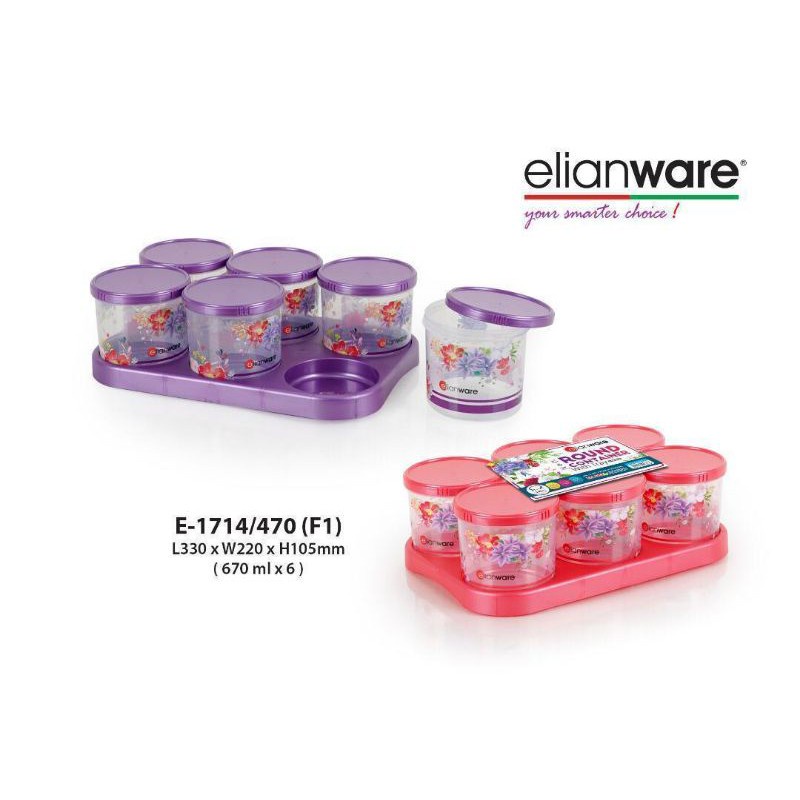 Elianware Kuih Raya Cookies Snacks Airtight Container with Tray (6 Pcs ...