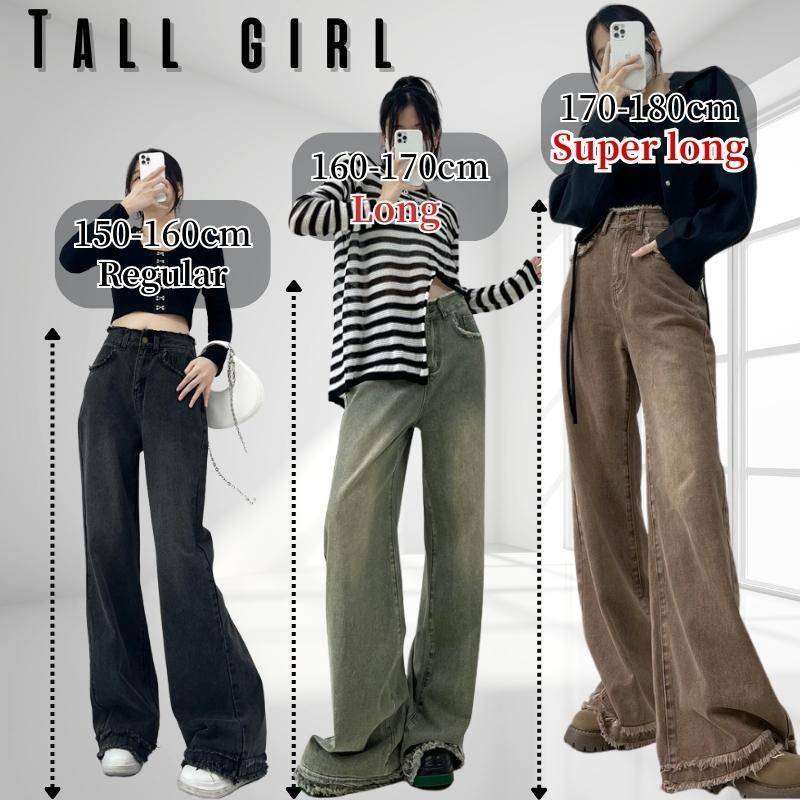 Tall Girl Long pants jeans denim mopping jeans ExtraLength ExtraLong Wide  leg Flare Bootcut Skinny Straight Ankle-Length ladies palazo pants | Shopee  Singapore