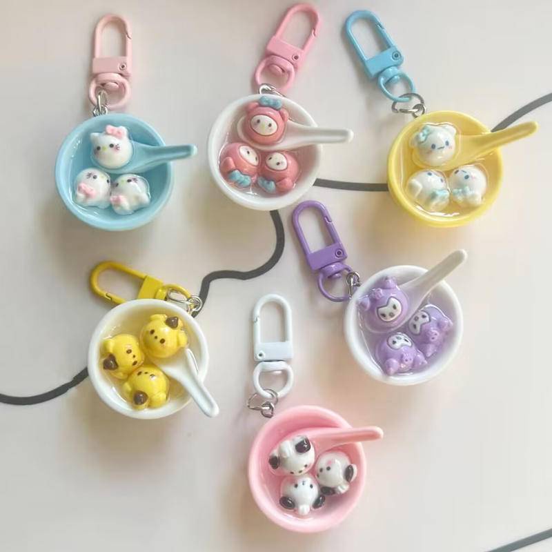 Cute Keychain Sanrio rice dumpling Bowl Key Chain pendant for bag
