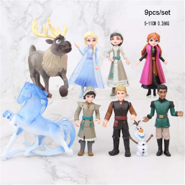 9pcs/set Cartoon Frozen 2 Princess Doll Anime PVC Action Figures 5-11cm ...