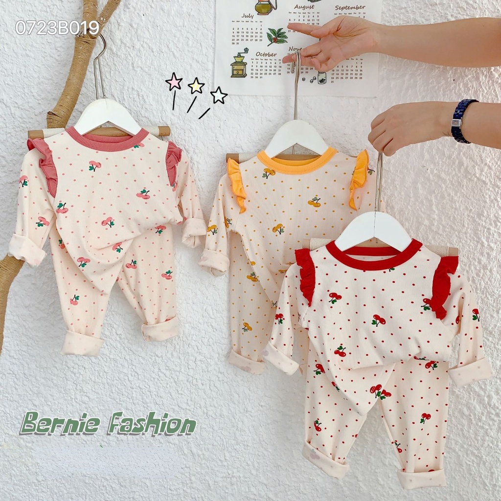 BERNIE long-sleeved cotton baby girl outfit with cherry pattern and ...