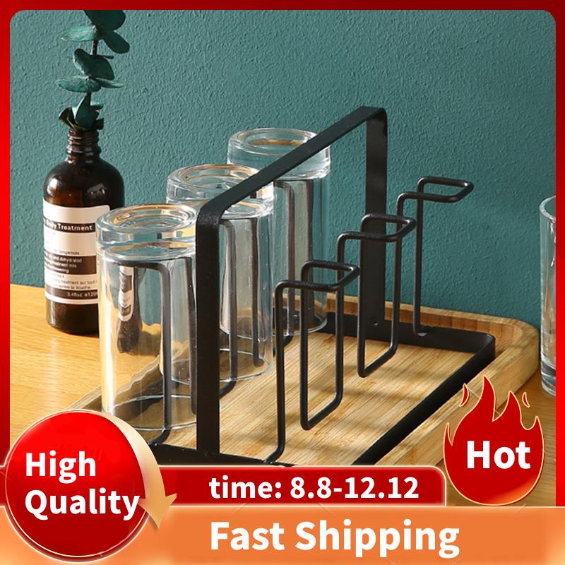 6 Glass Cups Stand Holder Drying Shelf Kitchen Water Cup Rack Home ...