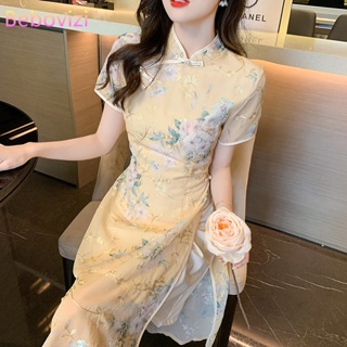 New Style Summer Improved Chiffon Cheongsam Women' Elegant Chinese