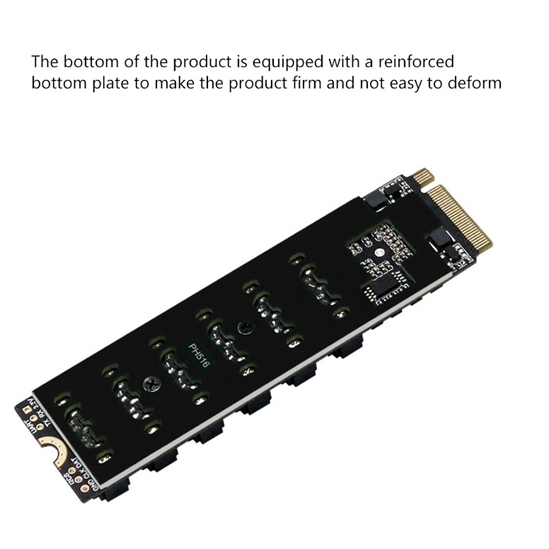 M.2 MKEY PCI-E Riser Card M.2 NVME to SATA3.0 PCIE to SATA 6Gpbsx6-Port ...