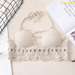 Bohemian Crochet Cami Vest Sexy Women Backless Halter Bras Hollow
