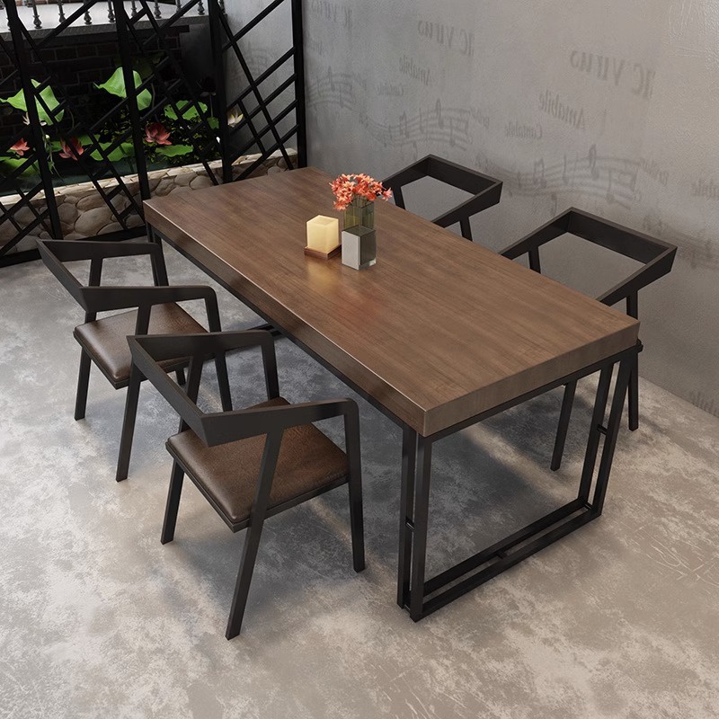 {SG Sales}Dining Table Solid Wood Coffee Shop Table and Chair