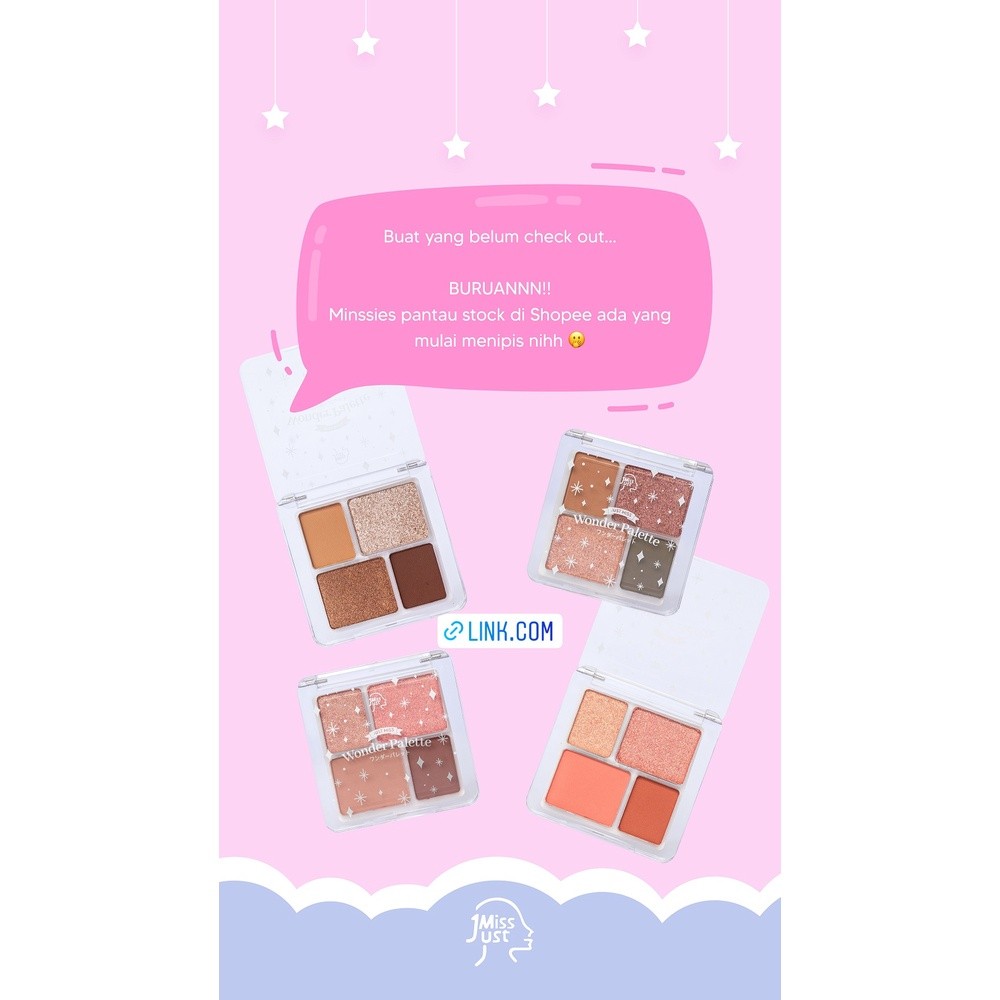 Just Miss Wonder Palette Eye Shadow BPOM 5 g 4 Warna Makeup Mata / Merah Jingga Official - Gambar 4