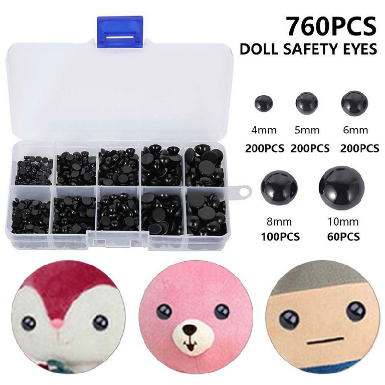 760pcs Black Safety Eyes Noses For Diy Teddy Bear Soft Toys Animal 