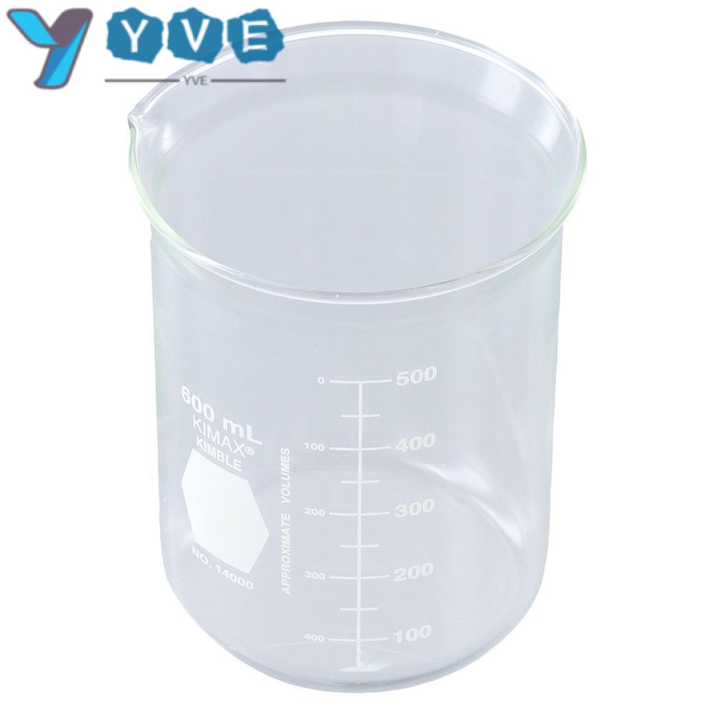 YVE Graduated Beaker, Handleless Glass Lab Beaker, Transparent Low Form