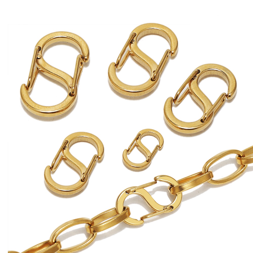 1Box 60pcs 2 Colors S-Hook Necklace Clasp 304 Stainless Steel Chain Clasps  Metal S Hooks Clasps Golden & Stainless Steel Color Connectors S-Shaped