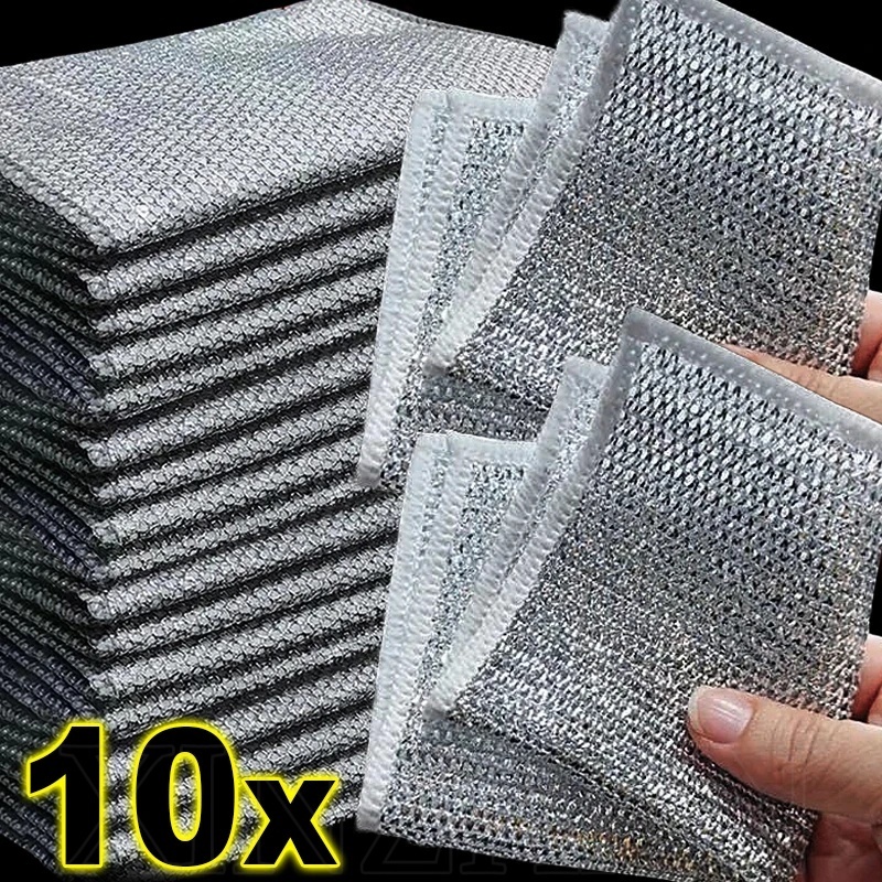 NonStick Oil Iron Dishrag / 20cm Double Sided Steel Wire Dishcloths
