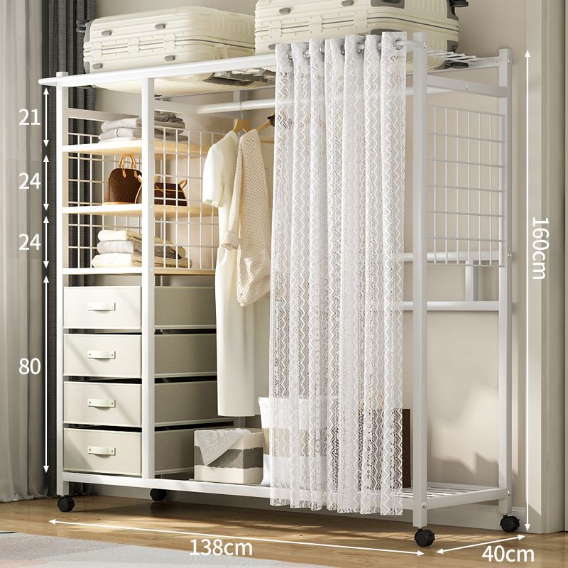 GT Wardrobe Clothes Rack Thicken Open Clothes Rack Bedroom Movable ...
