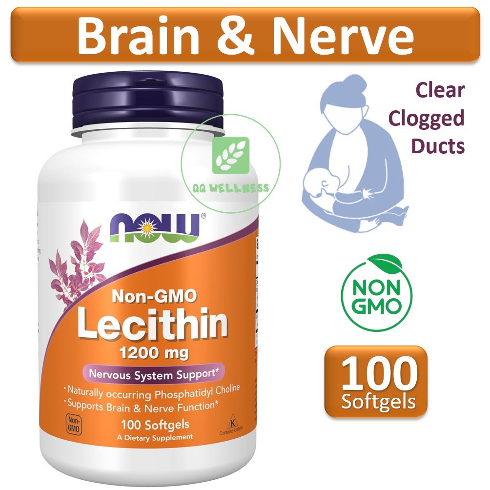 Now NonGMO Lecithin 1200 mg 100 Softgels Phosphatidyl Choline Clogged
