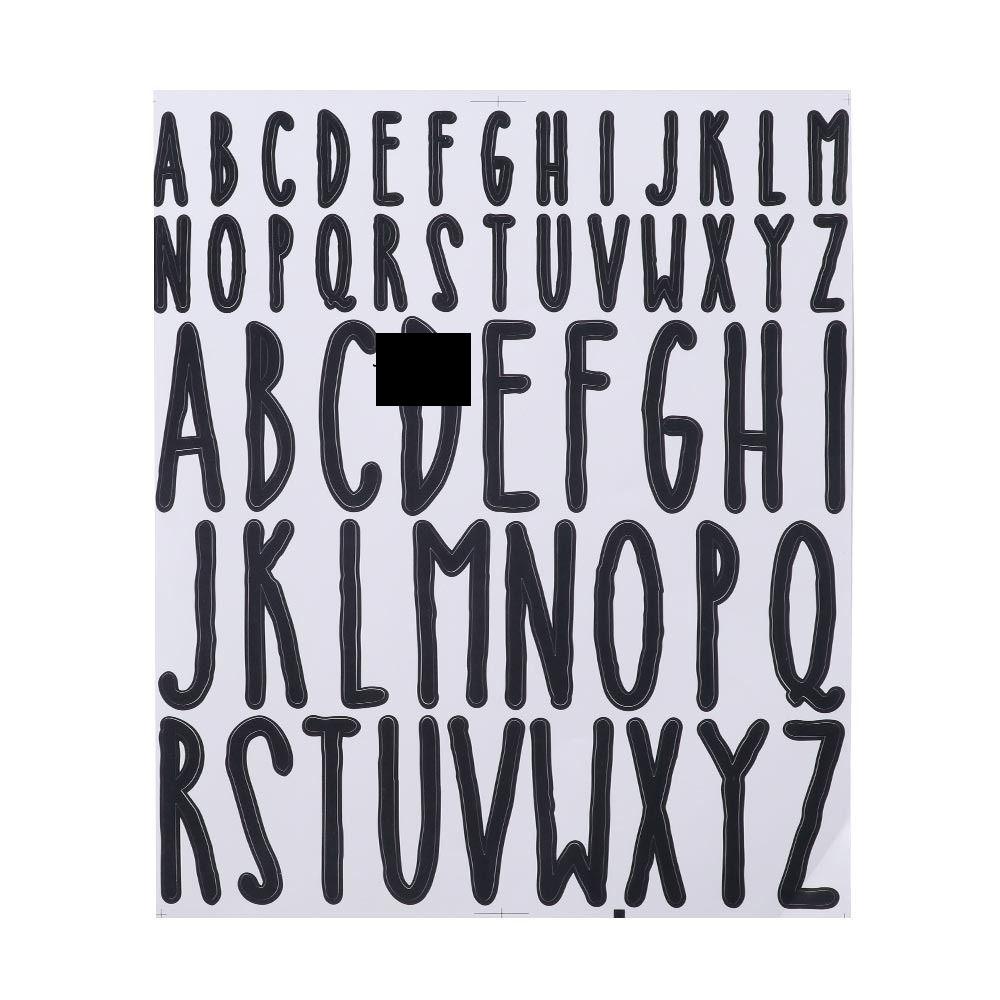 JONY1EC 10sheet English Letter Stickers, Black and White Vinyl Vinyl