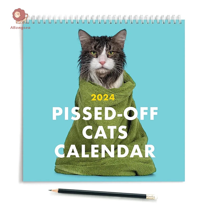 abongsea Funny Cat Wall Calendar Family Organiser Calendar 2024