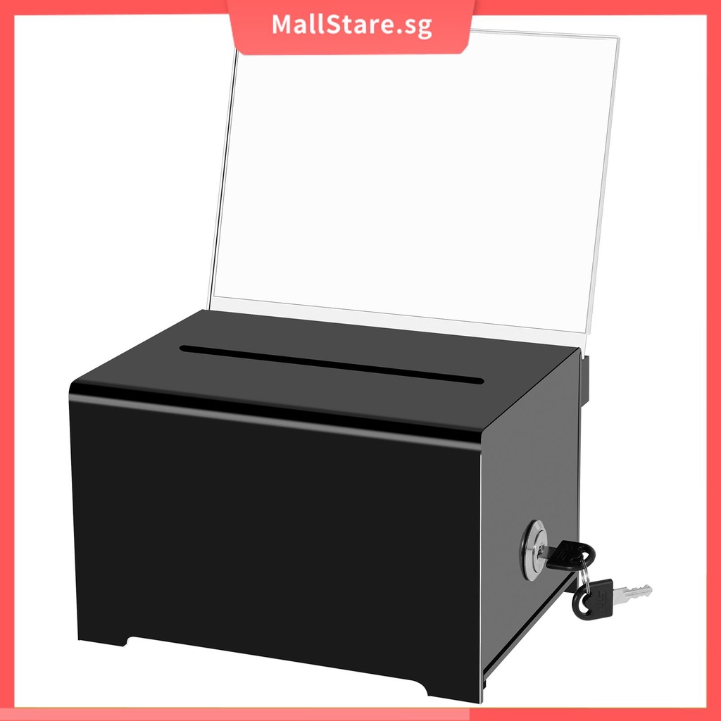 Acrylic Donation Box with Lock Clear Ballot Box with Removable Sign ...