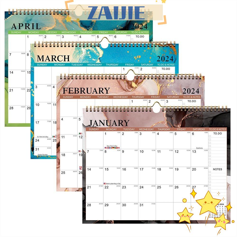 ZAIJIE24 2024 English Wall Calendar, Schedule Paper Year Planning Note