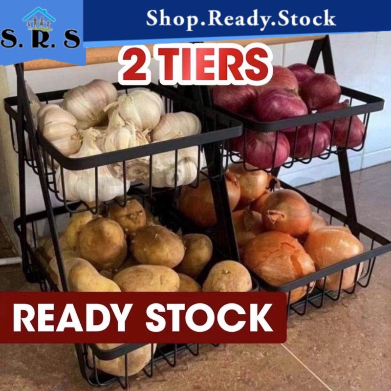 SRS_ 2 Tier Onion Rack Fruit Basket Rak Bawang Bertingkat Vegetable ...