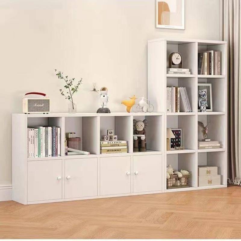 Low bookshelf, bookshelf, floor to wall shelf, cream style sub