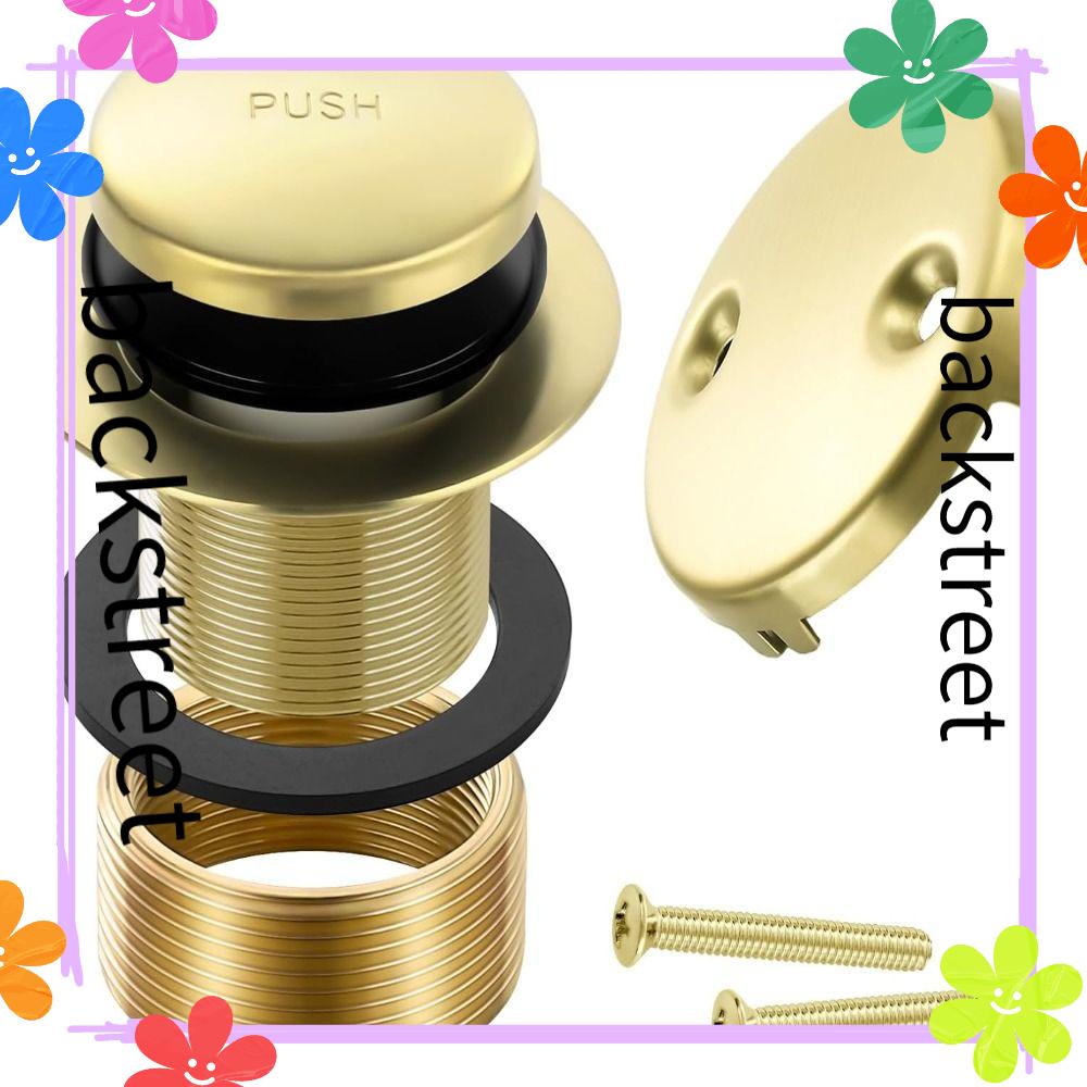 BACKSTREET Bathtub Drain, TwoHole Overflow Faceplate Gold, Tub Drains