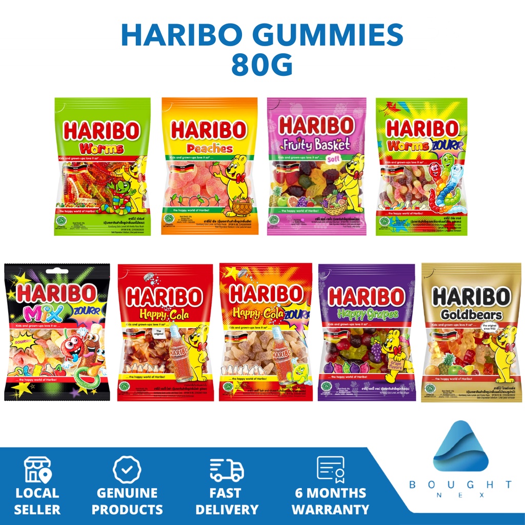 HARIBO Gummies 80g Irresistible Sour Candy Delight Bursting with Ultimate Different Assorted