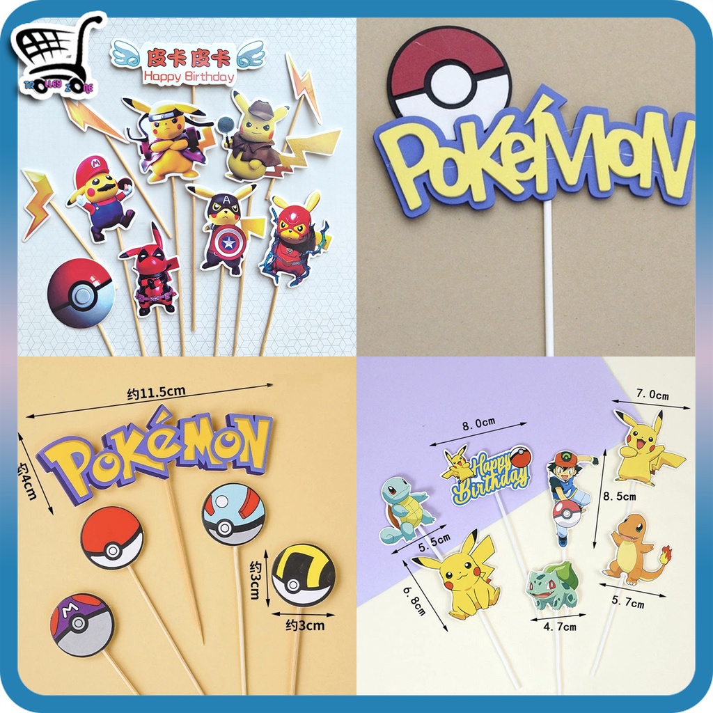 Pokemon Pikachu Cake Topper Birthday Topper Cake Decorations Kek Hiasan 