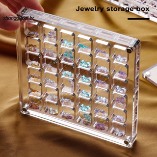  Compartment Storage Box 72 Grids Acrylic Earring Storage Box  Organizer for Girls 3 Drawers Clear Nail Charm Storage Box for Earrings  Studs Rings Small Parts Jewelry Art Supplies (Black)