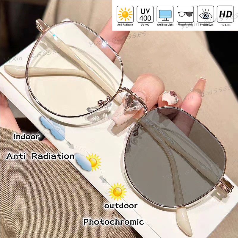 Ultra light Photochromic Anti Radiation Glasses for women Men