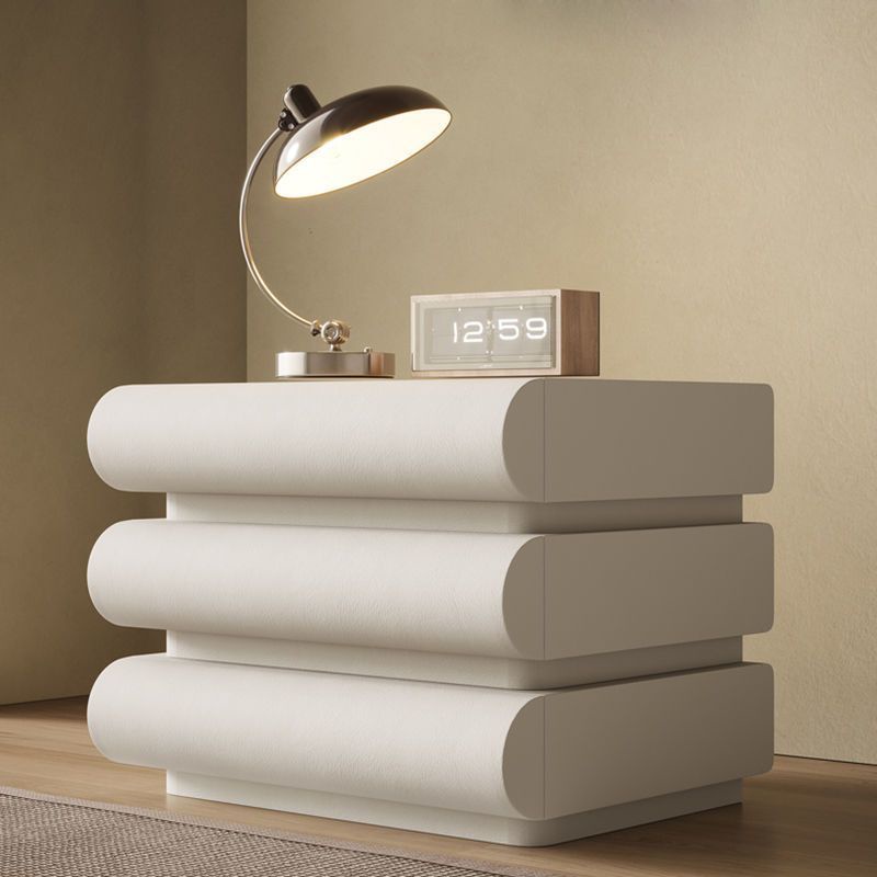 Bedside Table Italian Style Three Drawer Leather Creative Storage