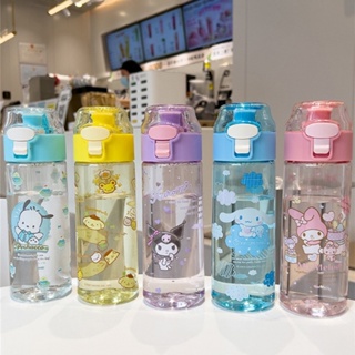 450ml Kawaii Creative Glass Cup with Lid Fashion Simple Sanrio My Melody  Cinnamorroll Cartoon Women Coffee Cup Straw Water Cup