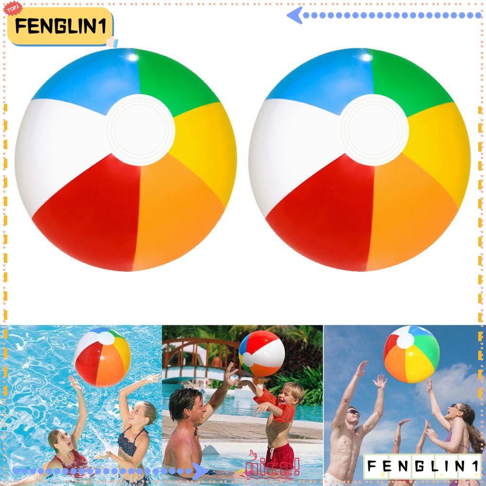 FENGLIN Inflatable Beach Ball, PVC Big Rainbow Beach Ball, Swimming ...