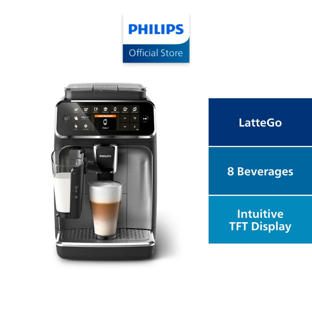 PHILIPS 3200 Series Fully Automatic Espresso Machine, Classic Milk Frother,  4 Coffee Varieties, Intuitive Touch Display, 100% Ceramic Grinder