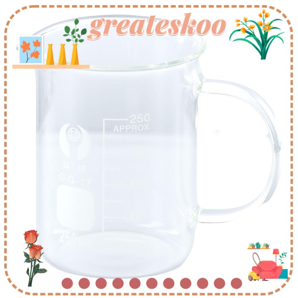 GREATESKOO Lab Beaker, 250ml Glass Beaker with Handle, Transparent